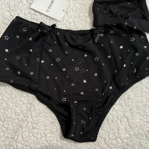 black mesh metallic 3 piece lingerie set - Picture 2 of 6